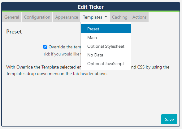 Ticker Override Template